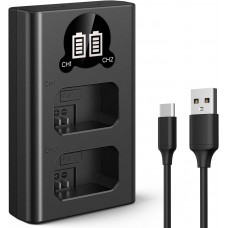 NP-FW50 Dual Slot Quick Battery Charger with LCD Screen, Micro USB and Type-C Charger NP-FW50 Dual Slot Quick Battery Charger with LCD Screen, Micro USB and Type-C Charger