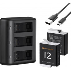 2-Pack 1730mAh Batteries with 3-Channel LCD USB Fast Charger