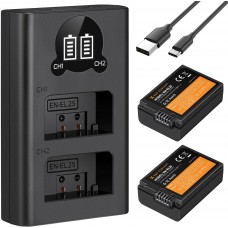 EN-EL25/EN-EL25A 2-Pack 1600mAh Batteries and Dual LCD Battery Charger
