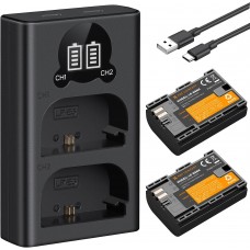 LP-E6NH 2 Pack 2250mAh Batteries and Charger